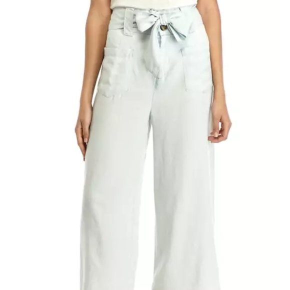 ADY P Pale Chambray  White Wide Leg Pants 16 - Picture 1 of 13